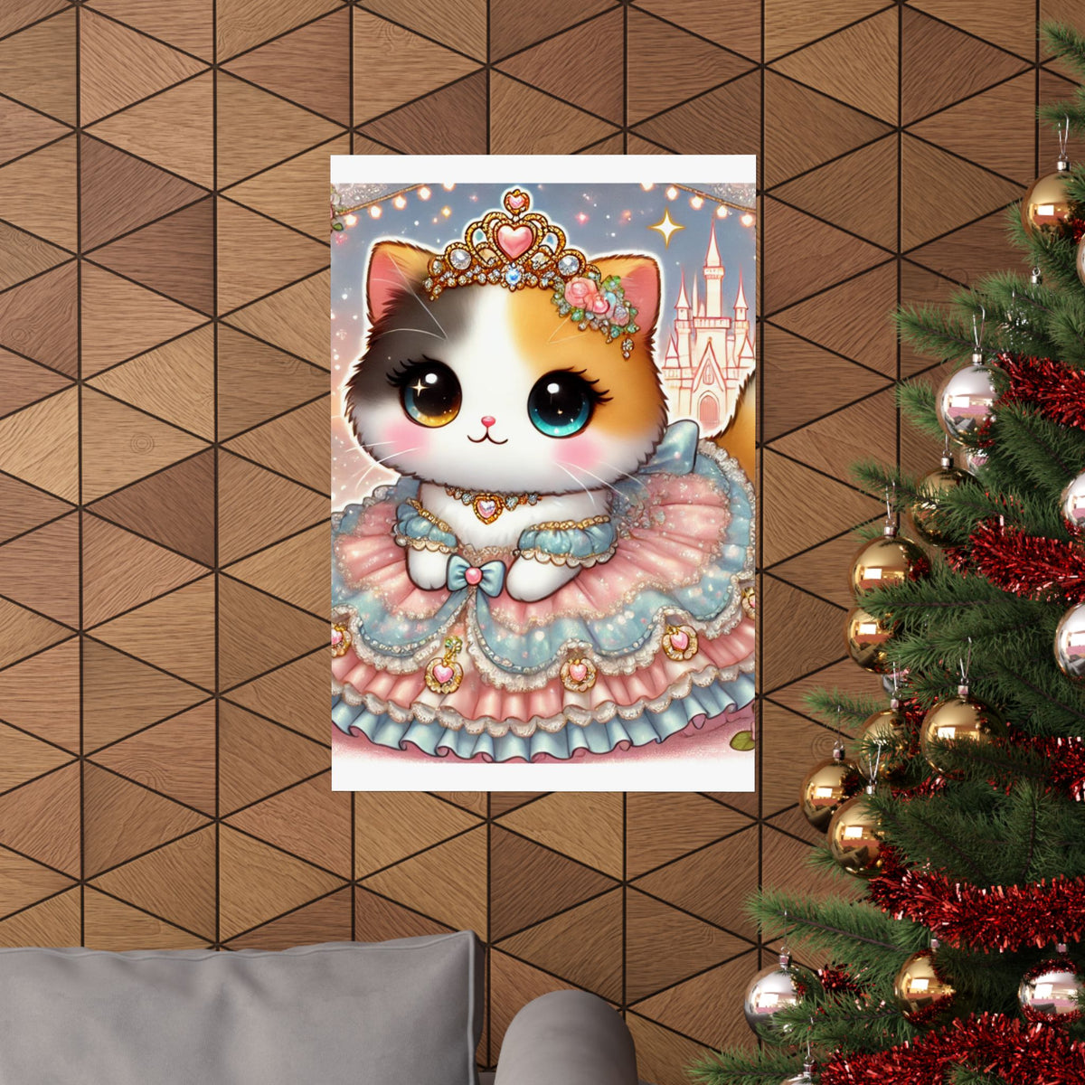 Pastel Princess Calico Cat Fantasy Wall Art Poster