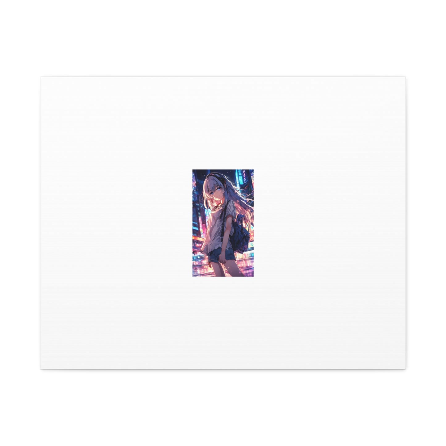 Anime City Night Heroine Portrait Neon Canvas Wall Art
