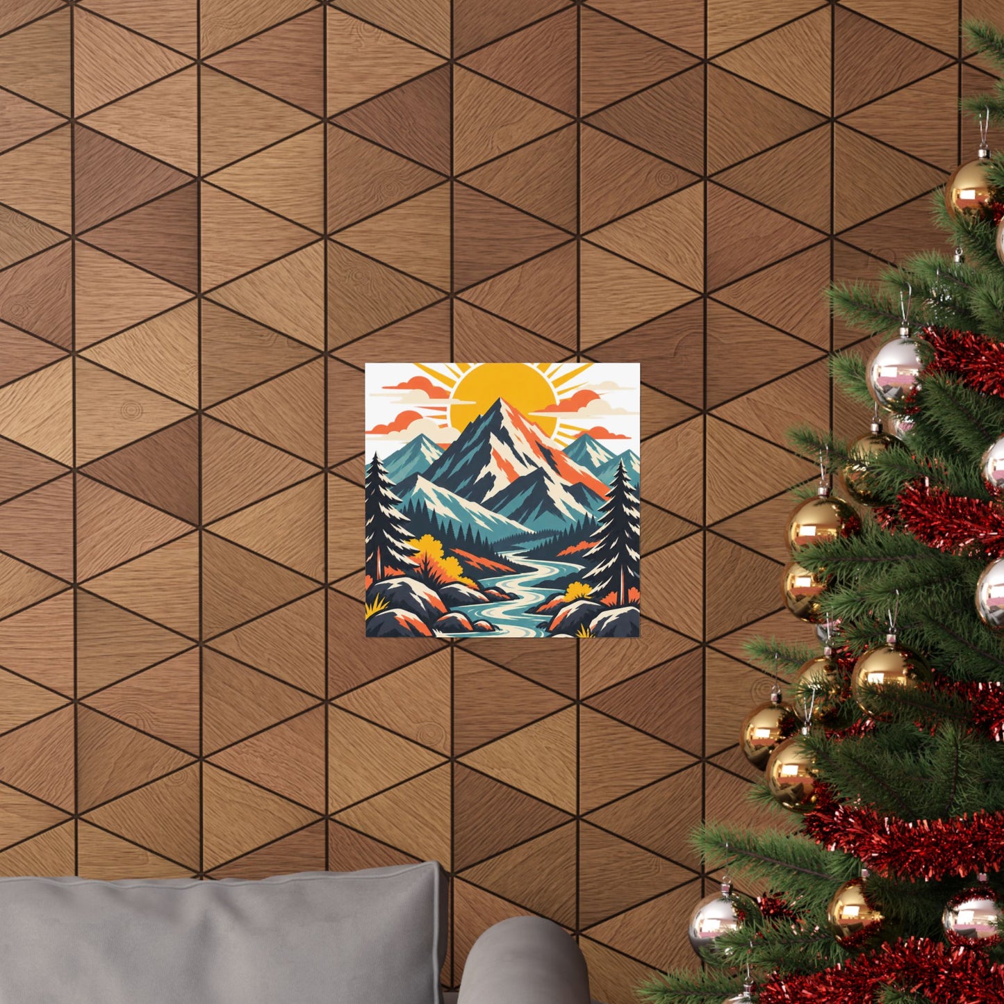 Alpine Sunrise River Mountain Adventure Art Poster