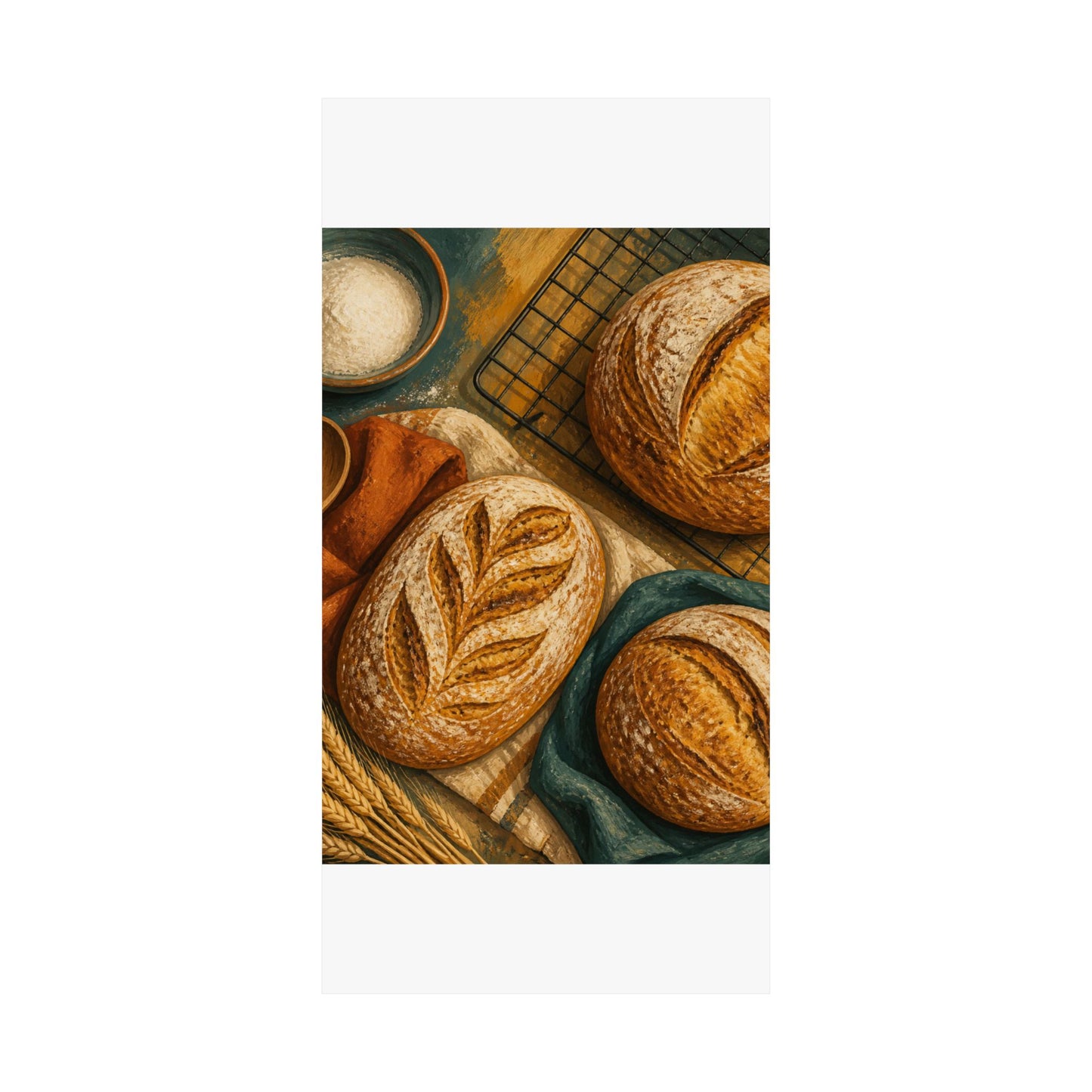 Artisan Bread Baking Still Life Poster