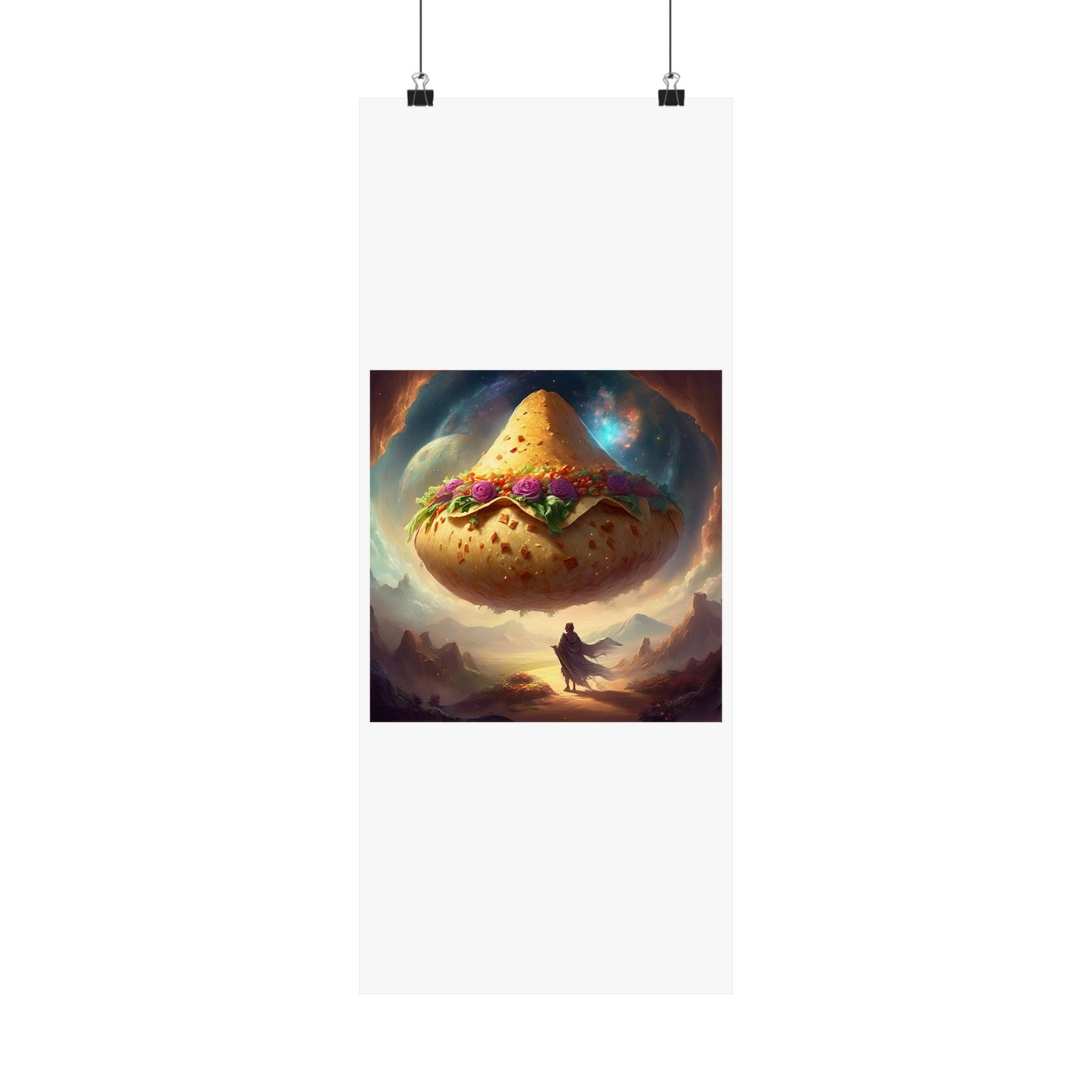 Cosmic Taco Planetoid Surreal Food Fantasy Art Poster