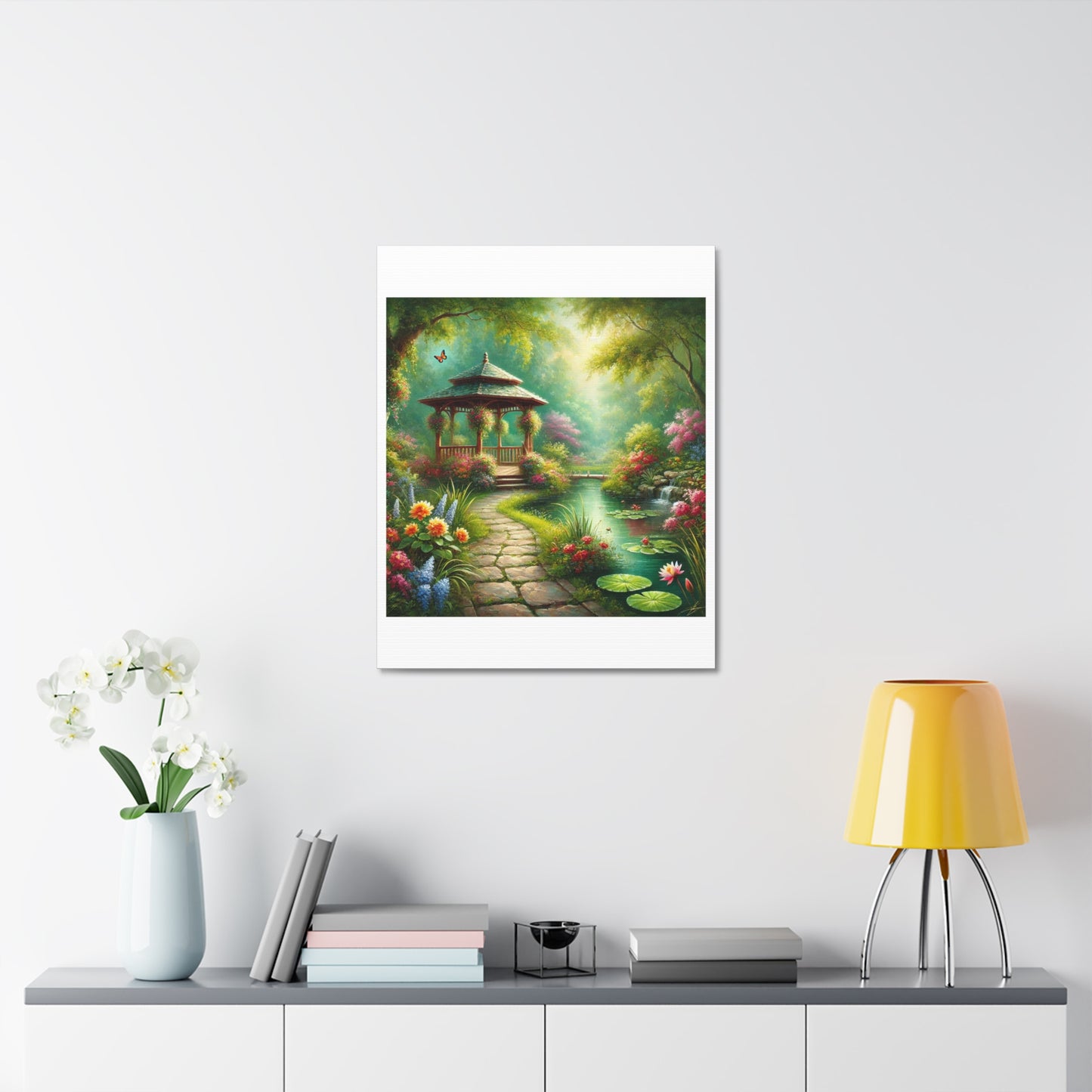 Spring Garden Gazebo Floral Landscape Canvas