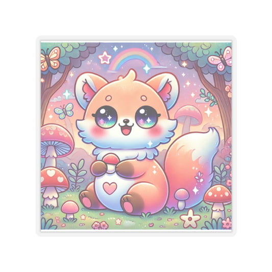 Pastel Woodland Fox Mushroom Kawaii Sticker