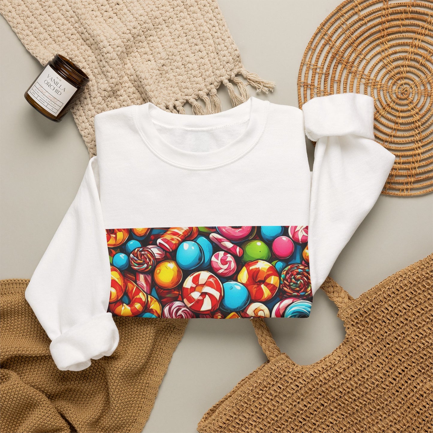 Colorful Candy and Lollipop Pattern Sweatshirt