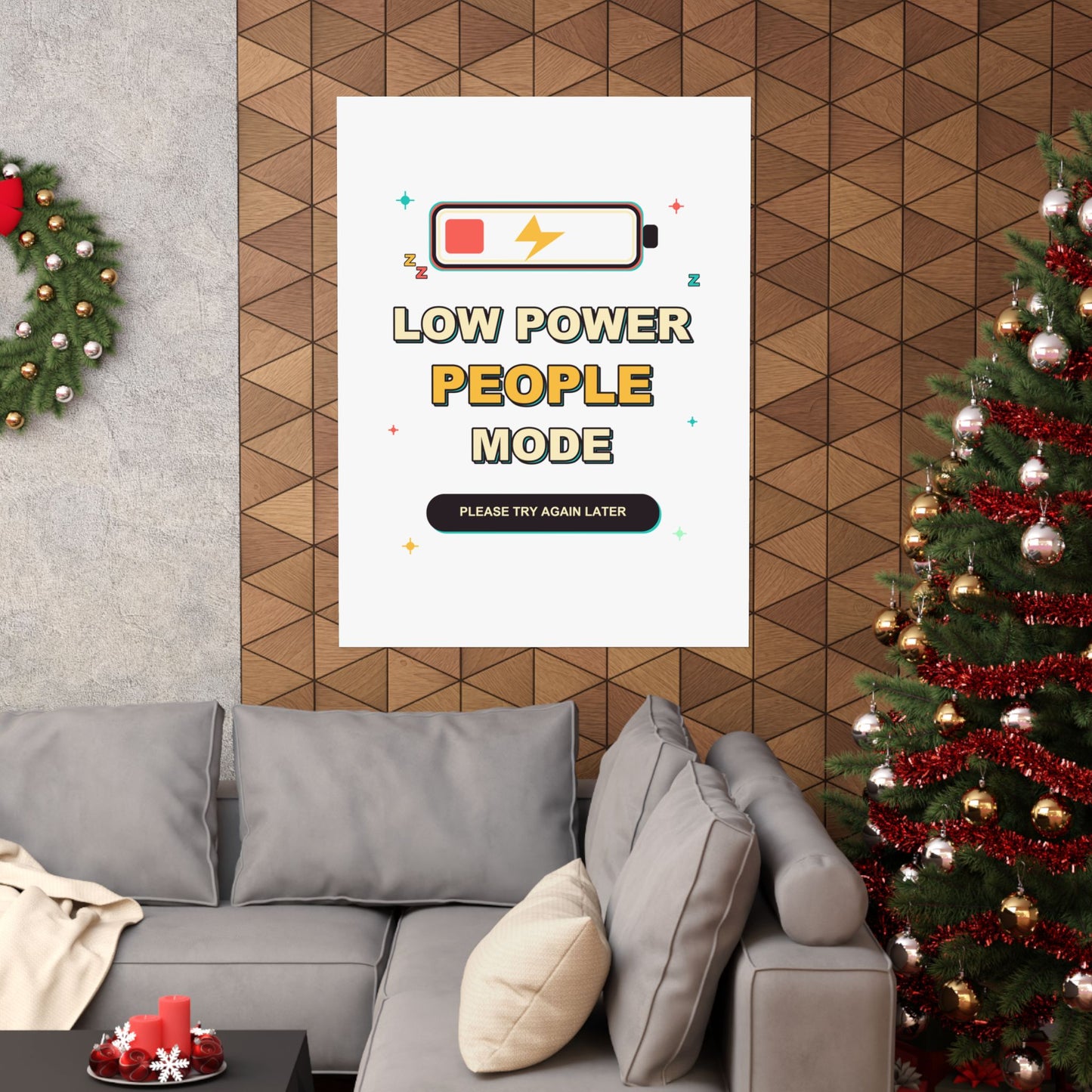 Low Power People Mode Funny Introvert Social Battery Poster