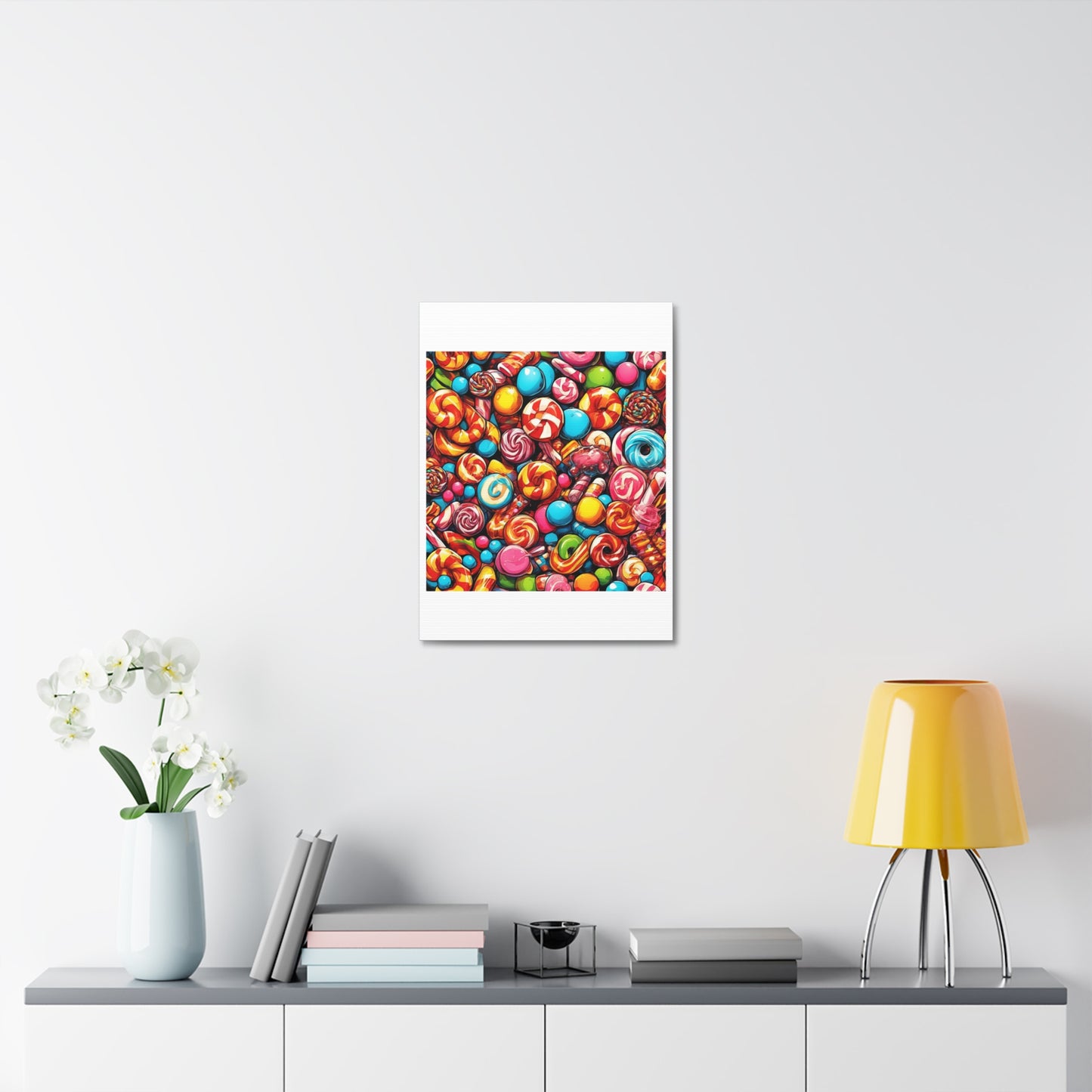Colorful Candy and Lollipop Pattern Canvas