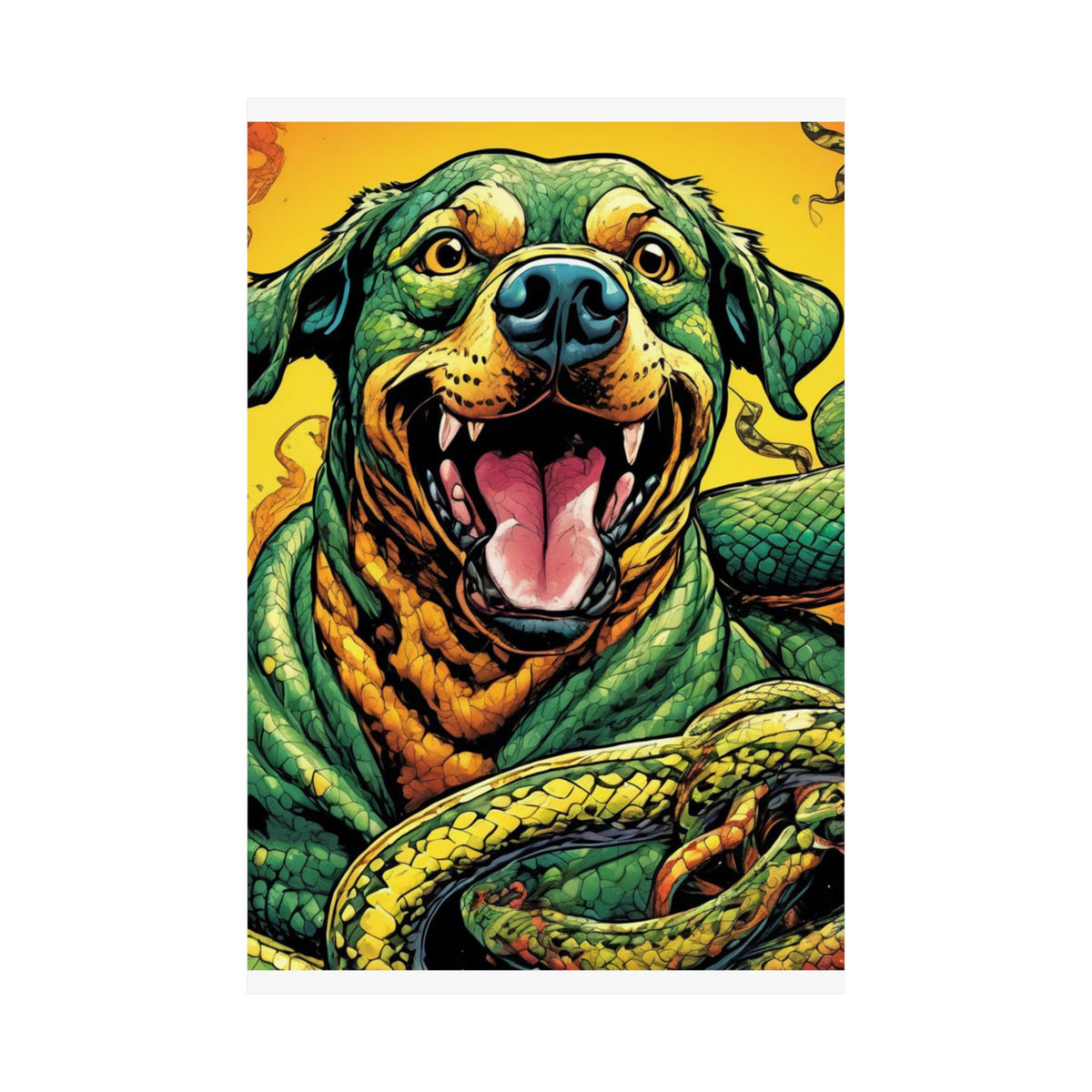 Surreal Serpent Hound Dark Fantasy Wall Art Poster