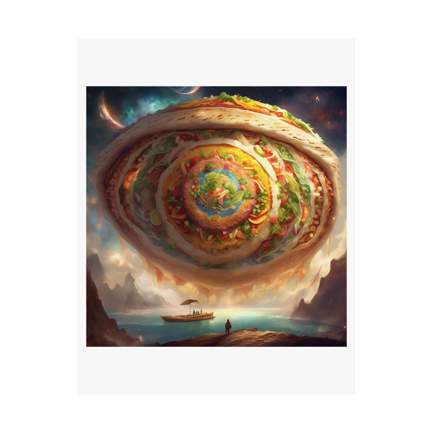 Cosmic Taco Portal Surreal Food Fantasy Art Poster