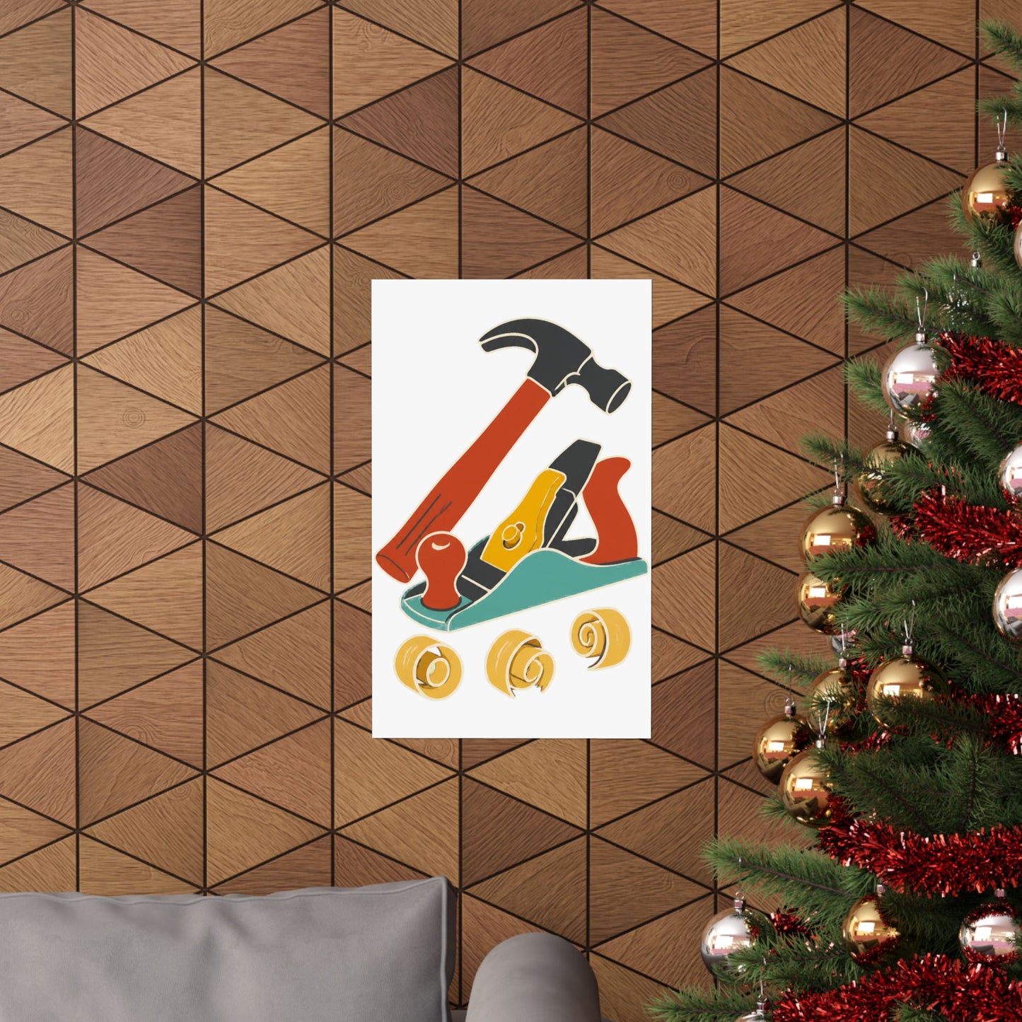 Carpenter Hammer Hand Plane Woodworking Art Poster