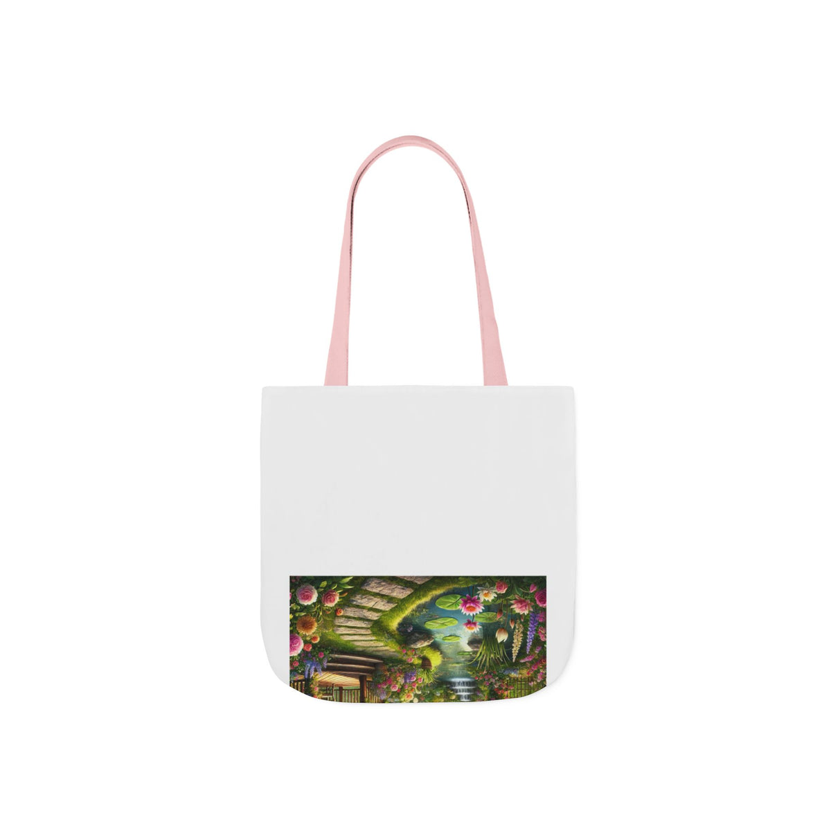 Sunlit Rose Gazebo Cottage Garden Canvas Tote Bag