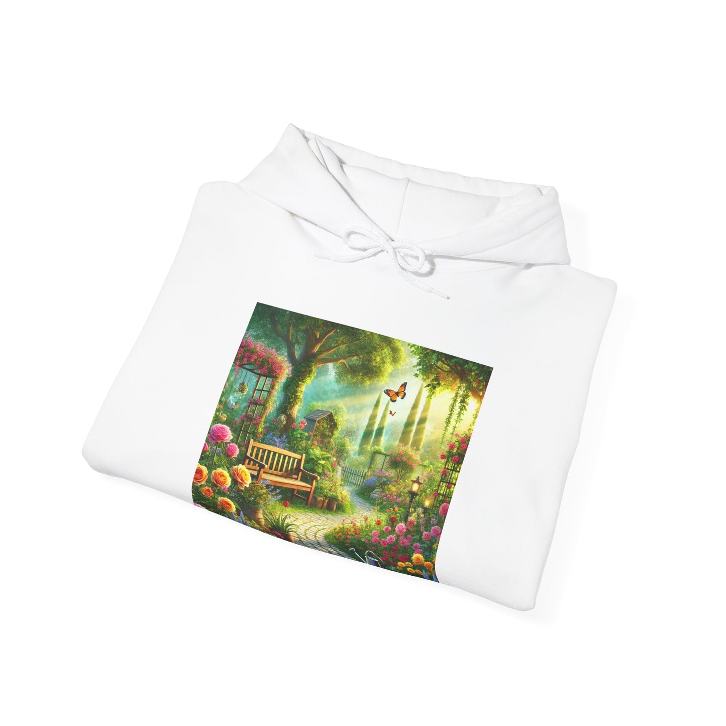 Sunlit Spring Flower Garden Bench Hoodie