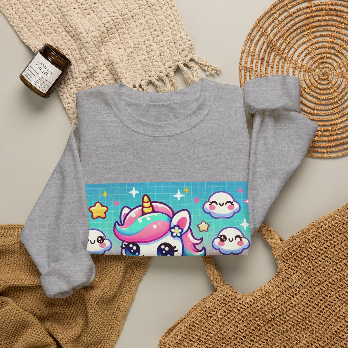 Pastel Rainbow Unicorn Cloud Kawaii Sweatshirt