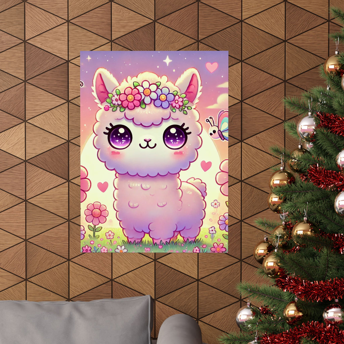 Pastel Floral Alpaca Garden Kawaii Wall Art Poster
