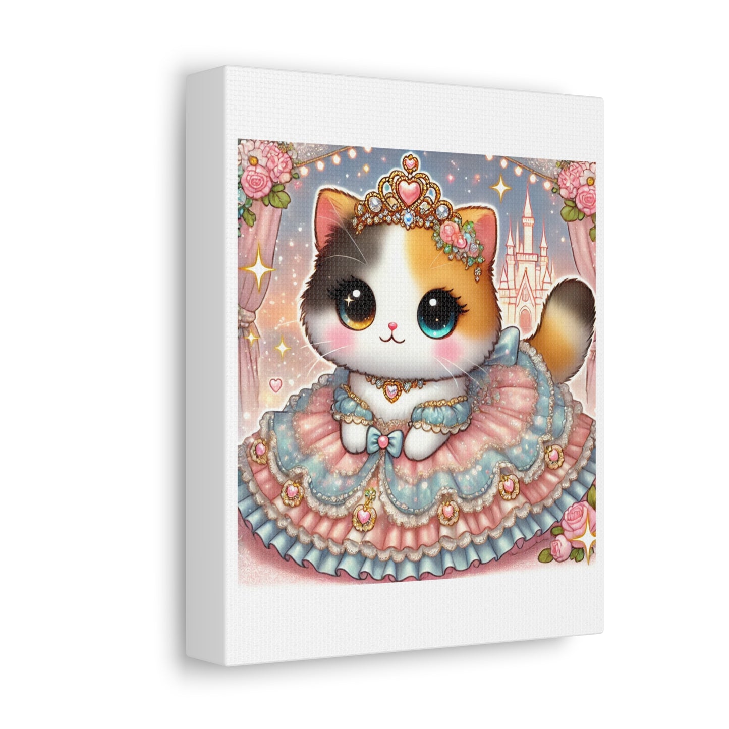 Pastel Princess Calico Cat Fantasy Canvas Wall Art