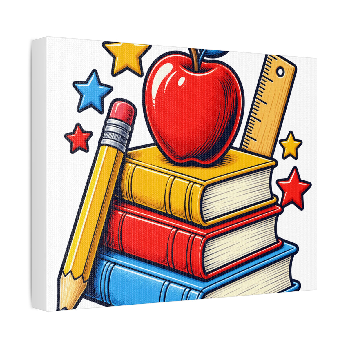 Retro School Books Apple Teacher Appreciation Canvas Art