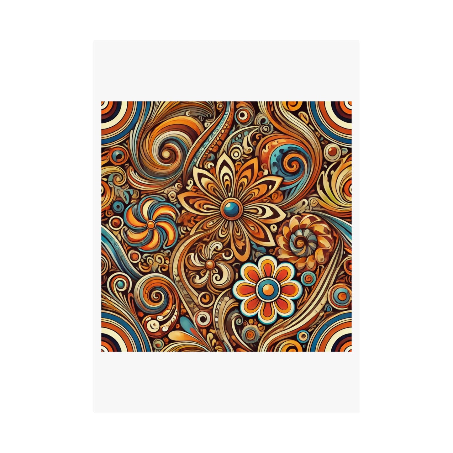 Ornate Abstract Floral Paisley Pattern Poster