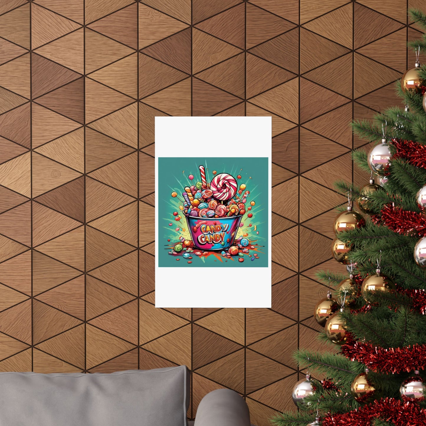 Holiday Candy Bucket Sweets Gift Art Poster