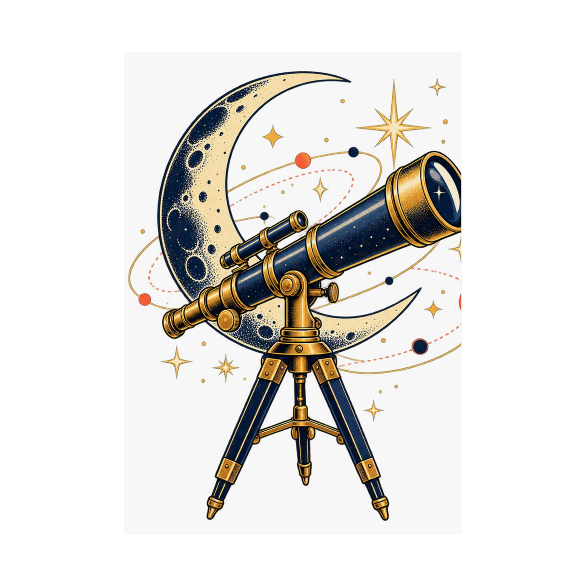Vintage Telescope Celestial Astronomy Poster