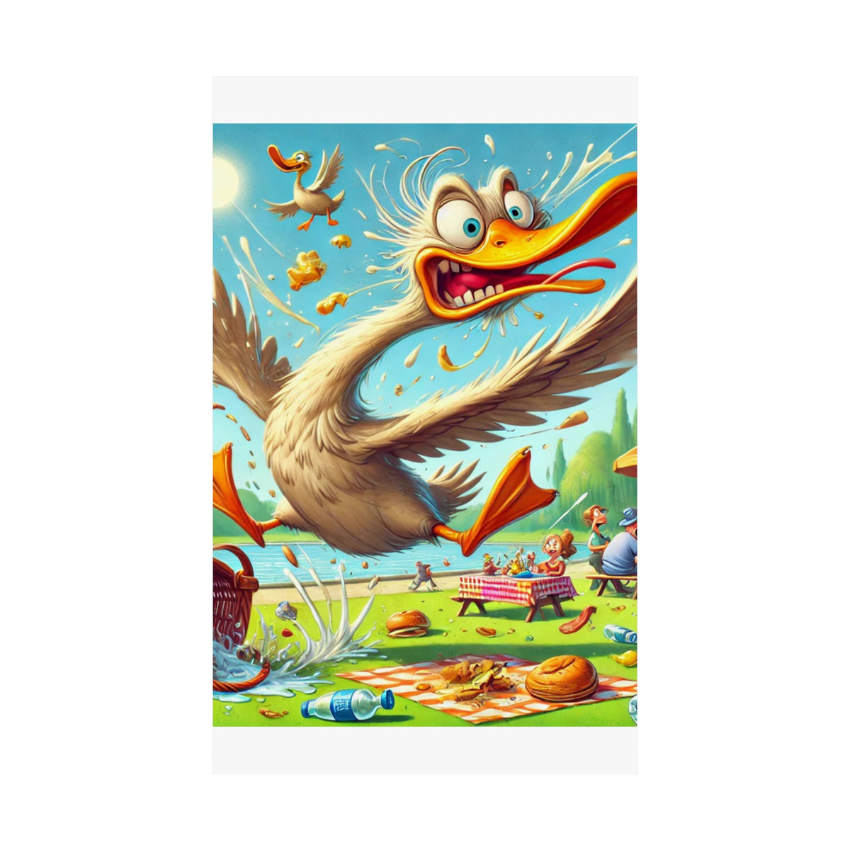 Chaotic Picnic Duck Funny Summer Wall Art Poster