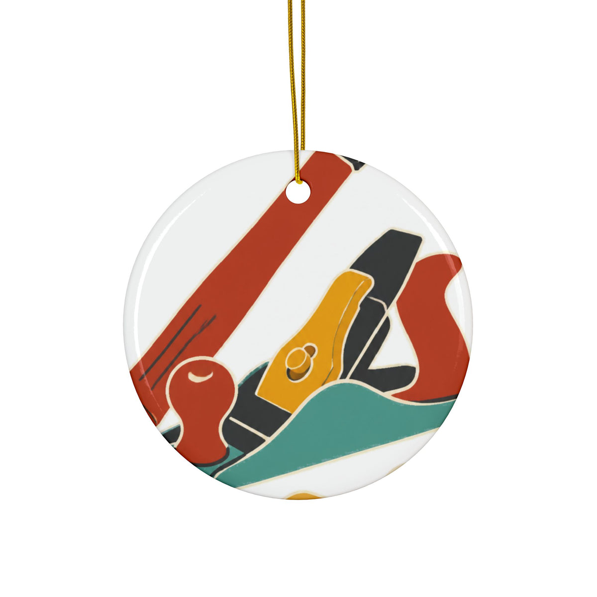 Carpenter Hammer Hand Plane Woodworking Art Ceramic Ornament, Holiday Keepsake a