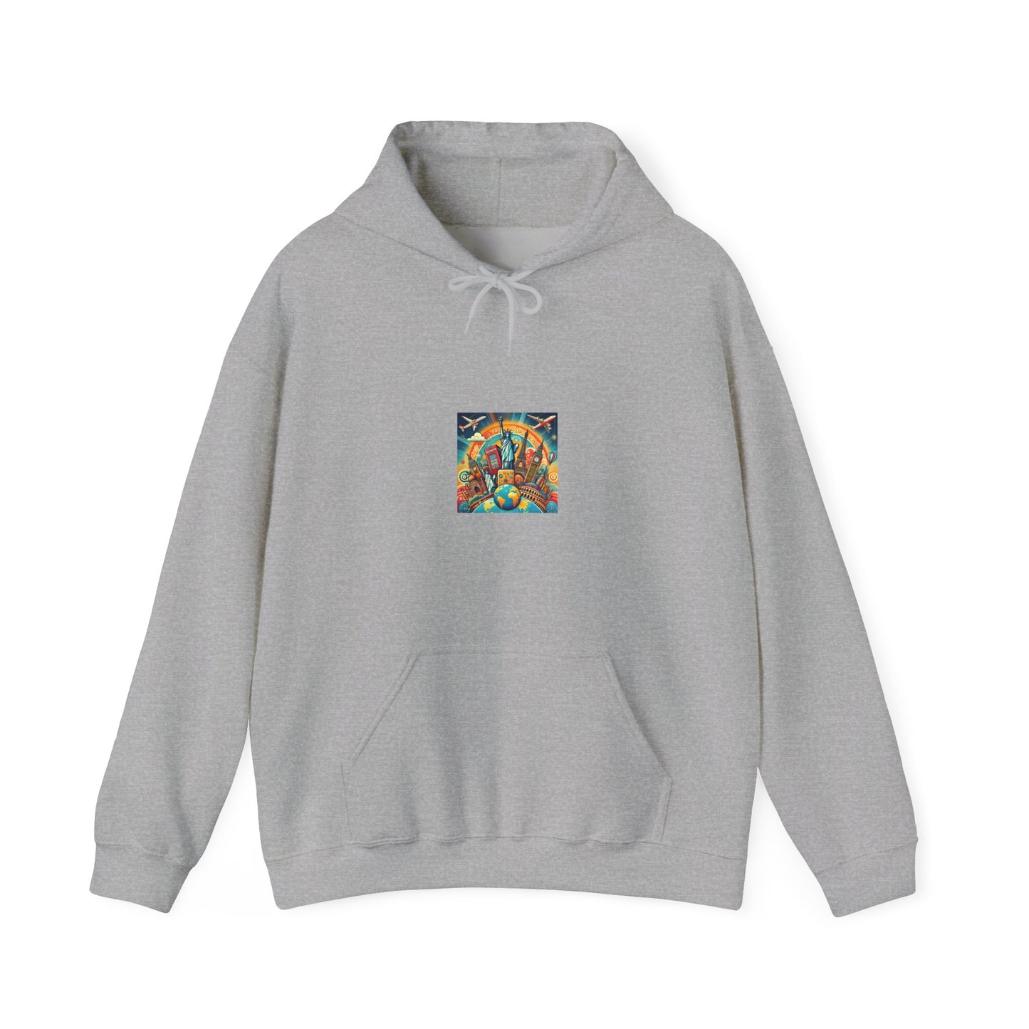Global Landmark Adventure Collage Cozy Travel Hoodie