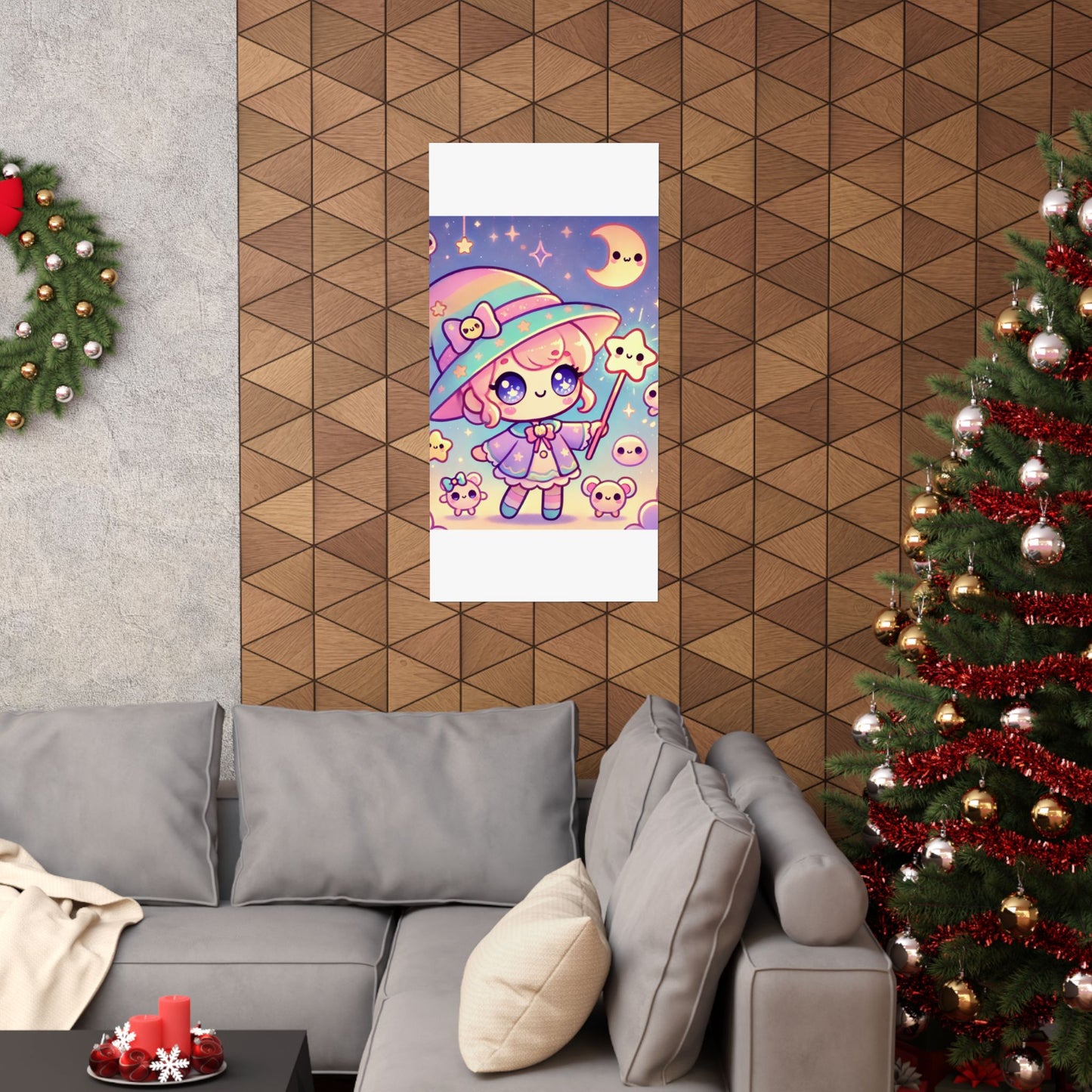 Kawaii Moon Wand Pastel Fantasy Wall Art Poster