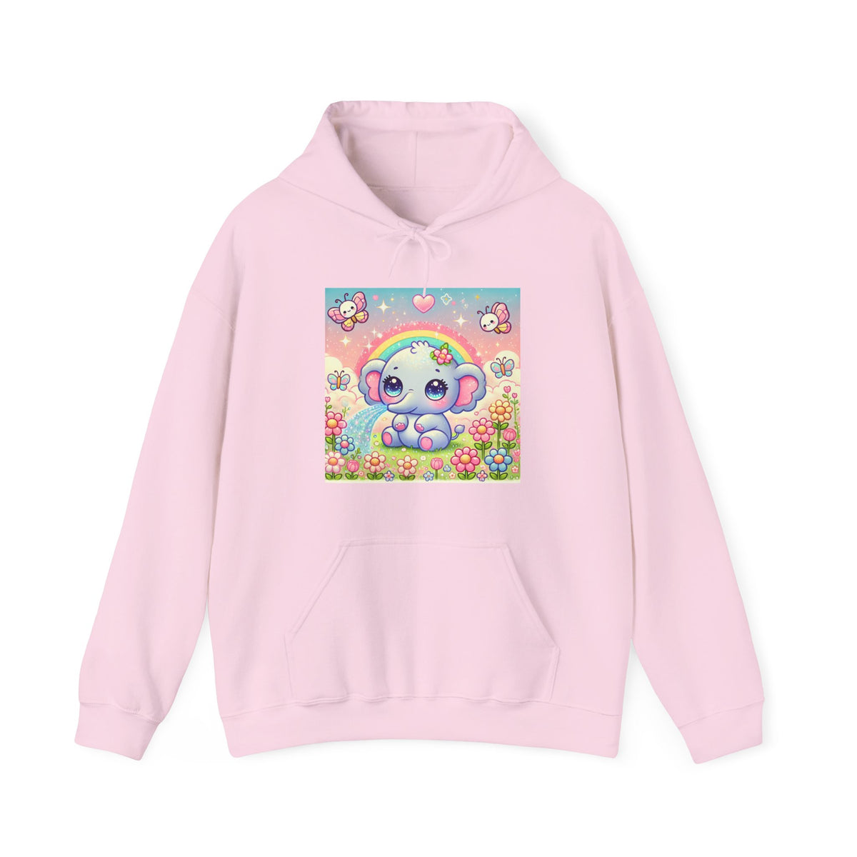 Pastel Rainbow Baby Elephant Floral Hoodie