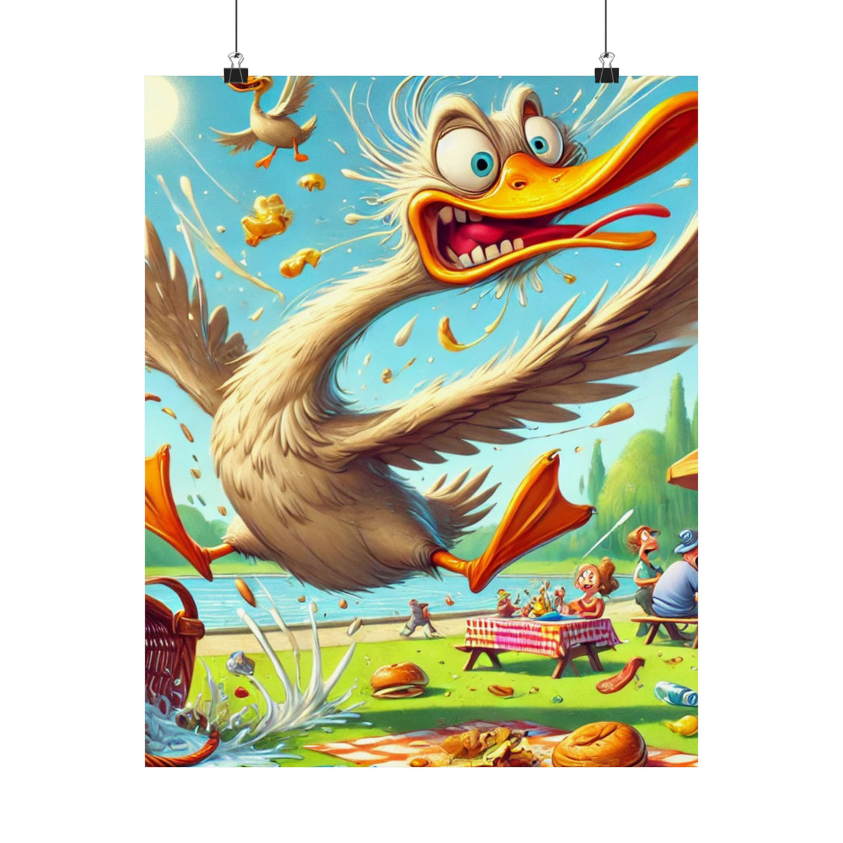 Chaotic Picnic Duck Funny Summer Wall Art Poster