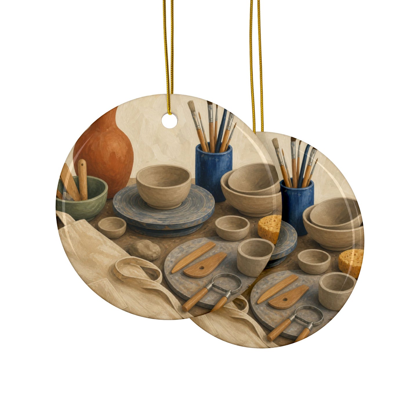 Colorful Pottery Studio Hobby Art Ceramic Ornament, Holiday Keepsake and Gift