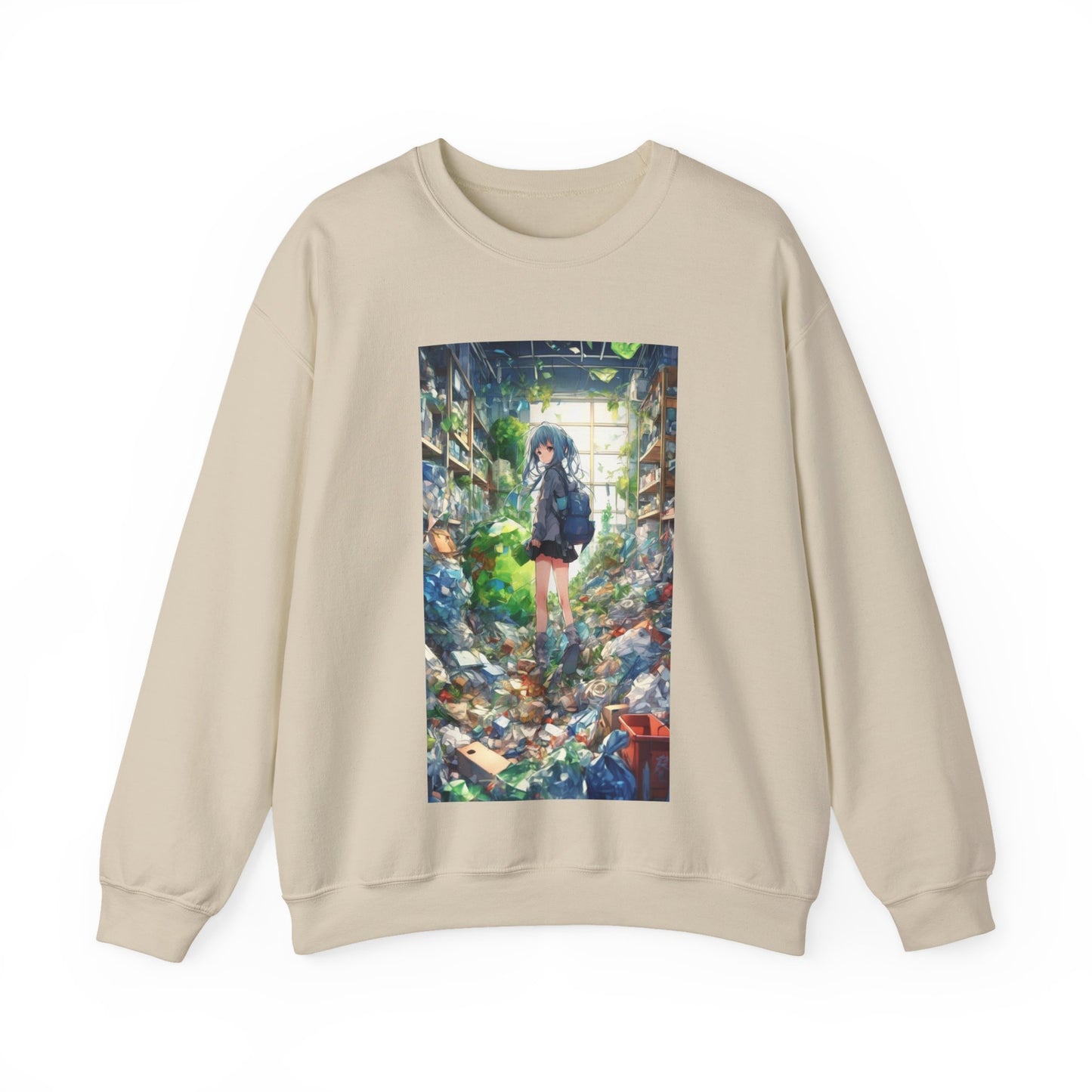 Green Recycling Alley Anime Girl Green Art Sweatshirt