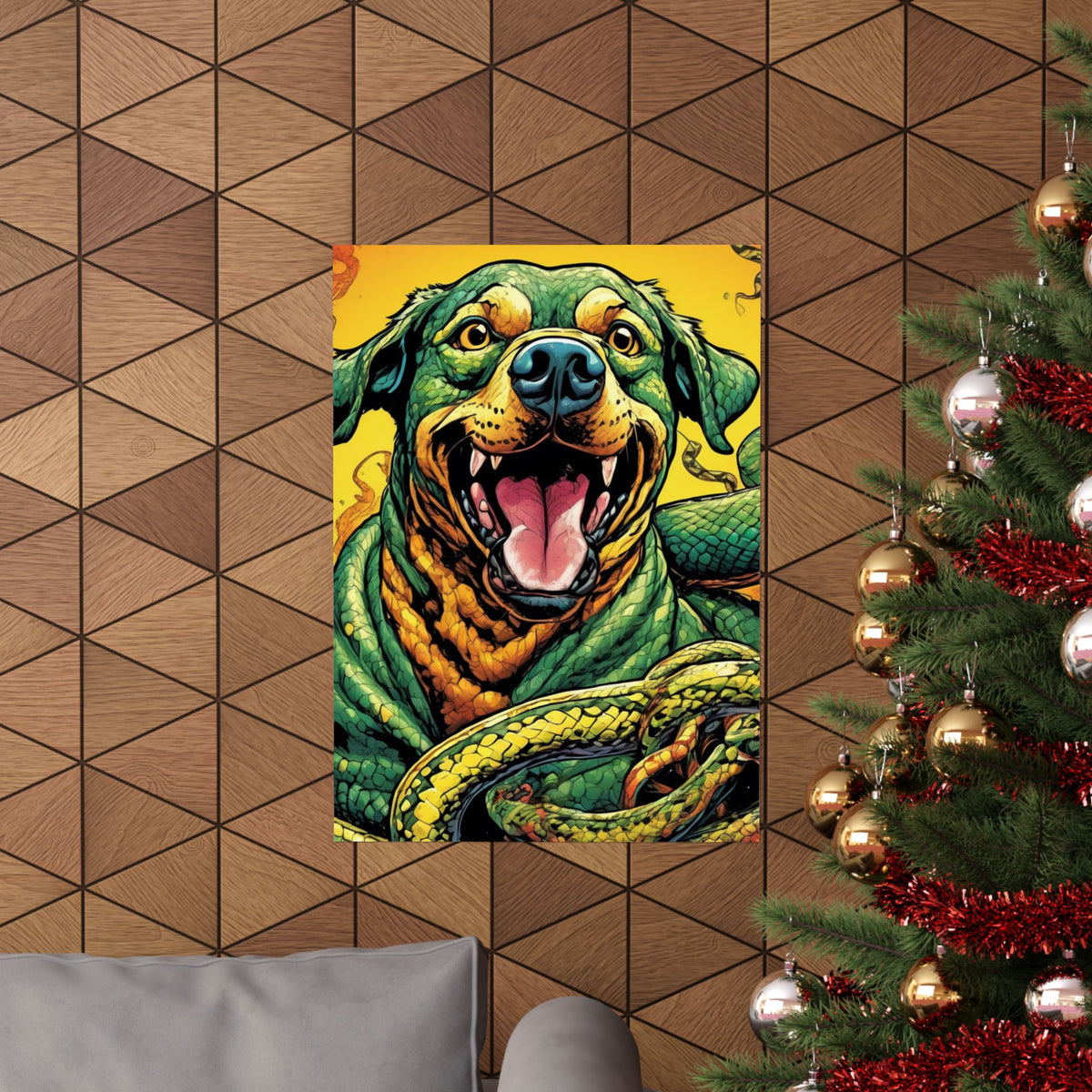 Surreal Serpent Hound Dark Fantasy Wall Art Poster