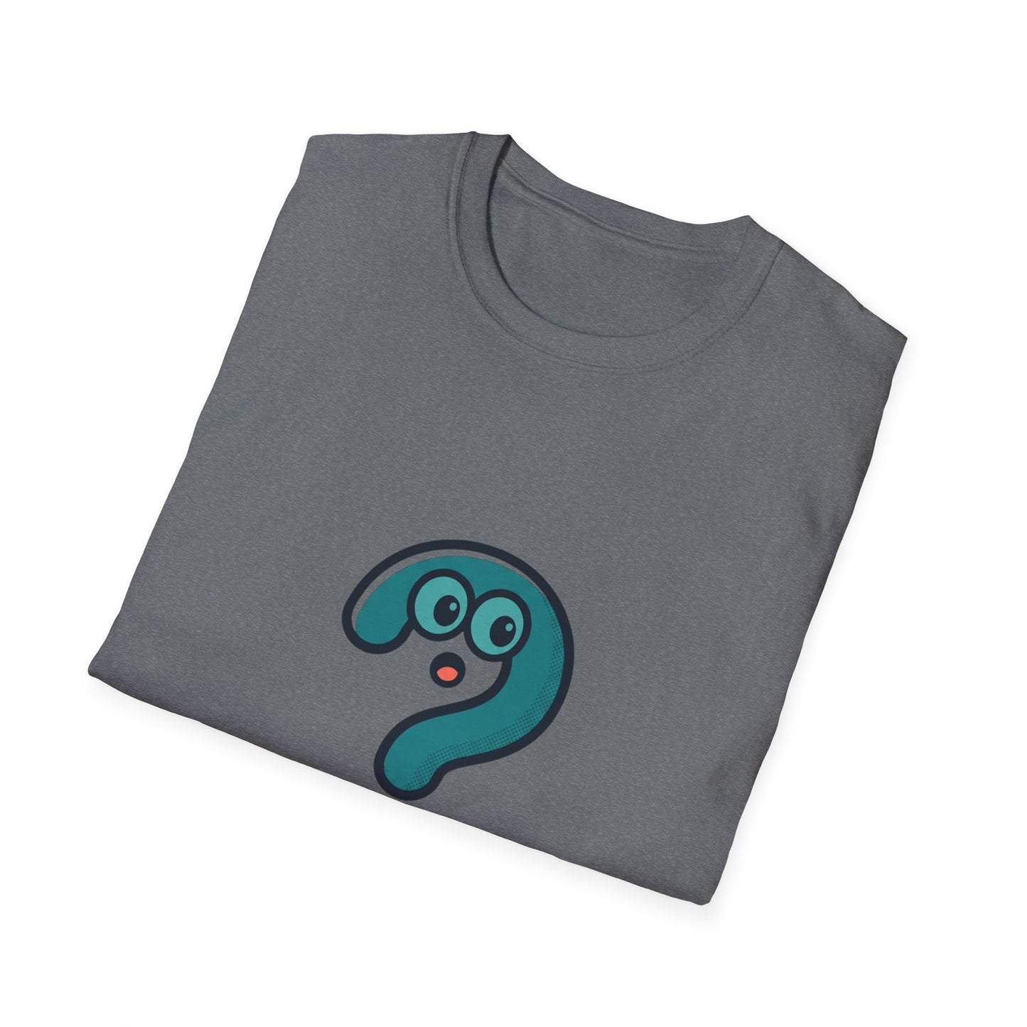 Confused Question Mark Character T-Shirt | Funny “Huh?” Cartoon Graphic Tee, Silly Expression Humor Shirt