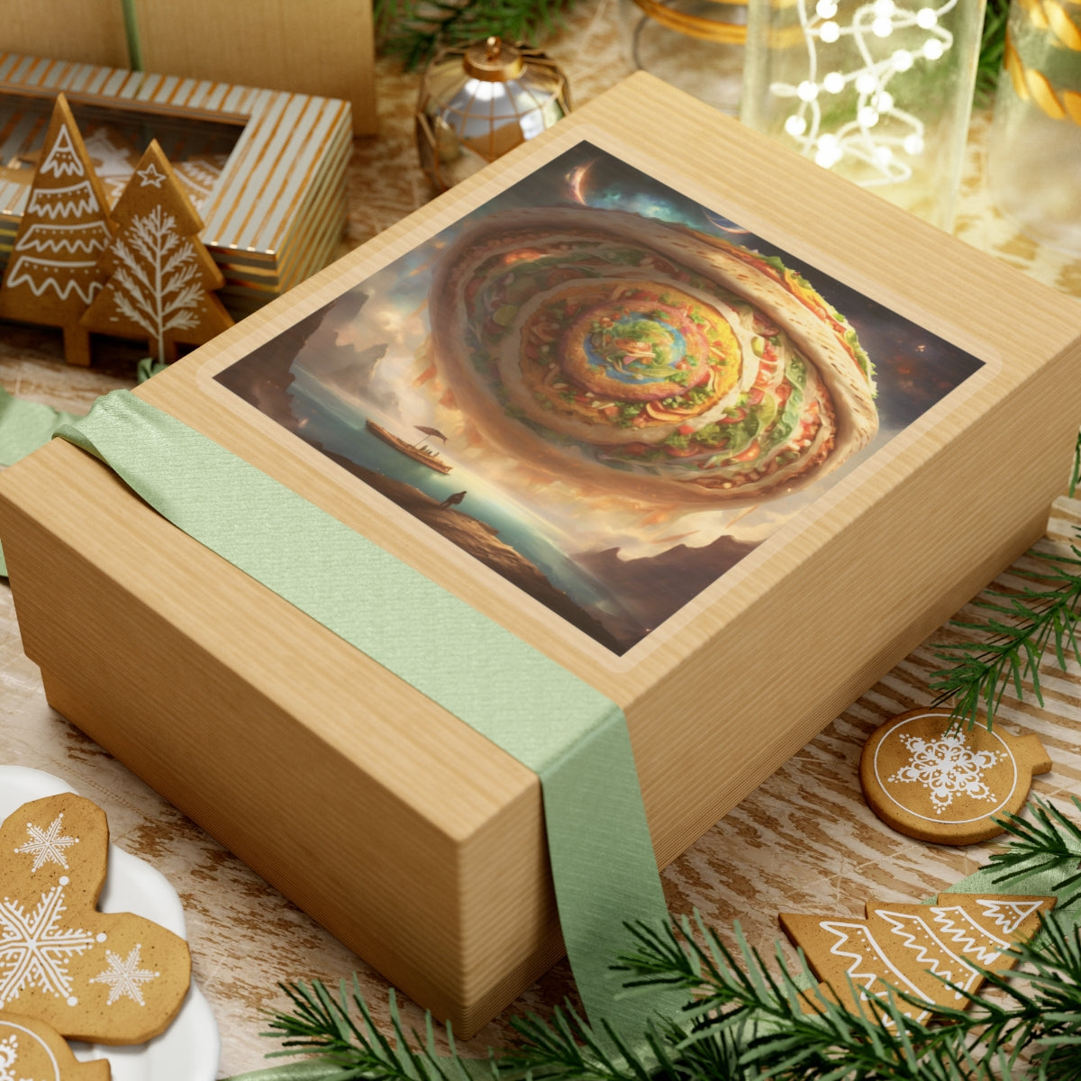 Cosmic Taco Portal Surreal Food Fantasy Art Sticker