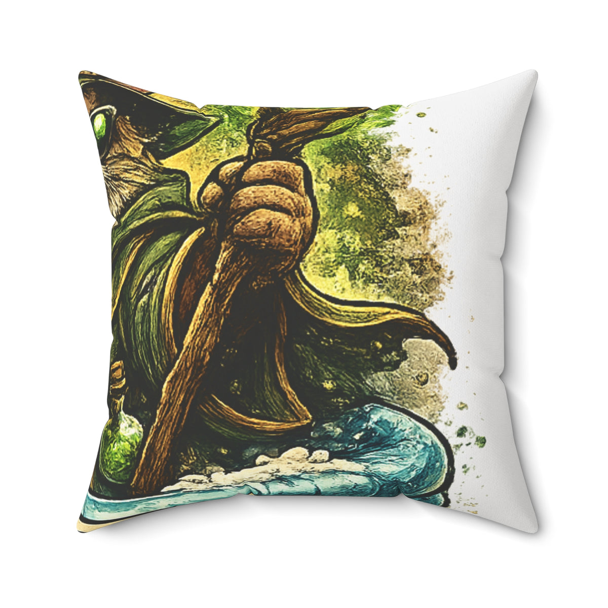 Crazy Cat Wizard Funny Fantasy Decorative Pillow