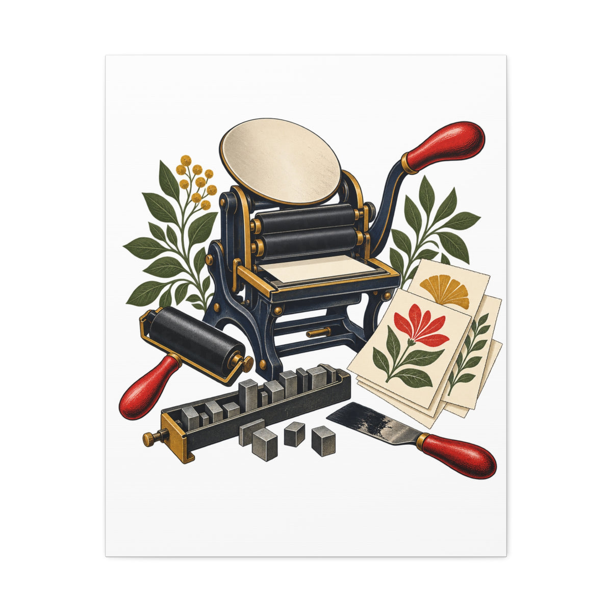 Botanical Letterpress Printshop Canvas