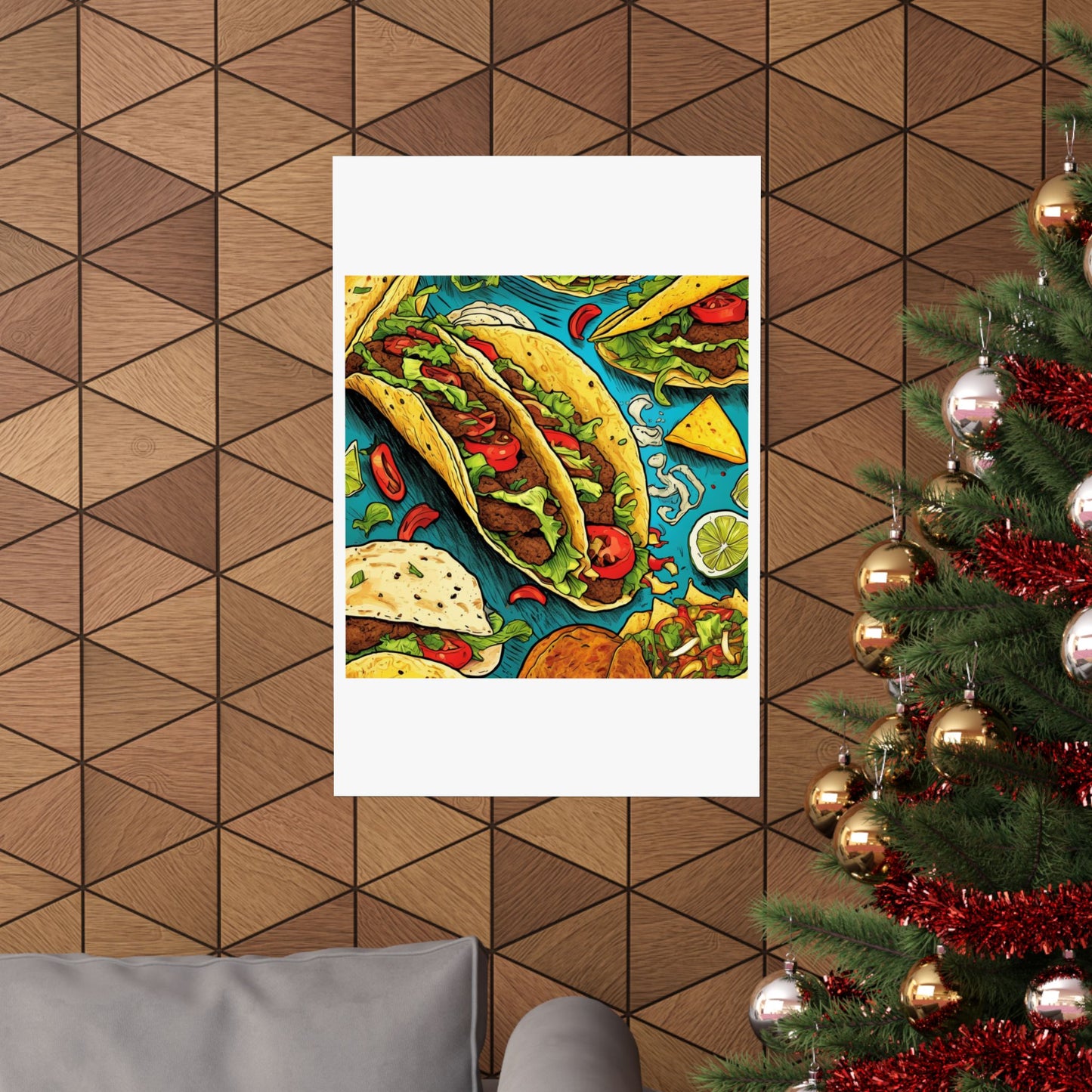 Taco Party Pattern Foodie Gift Art Poster