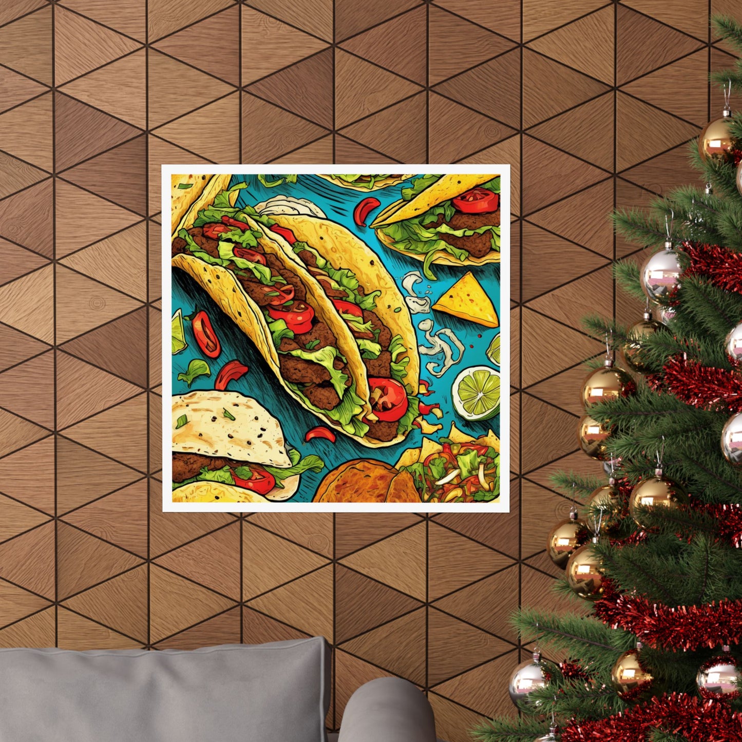 Taco Party Pattern Foodie Gift Art Poster