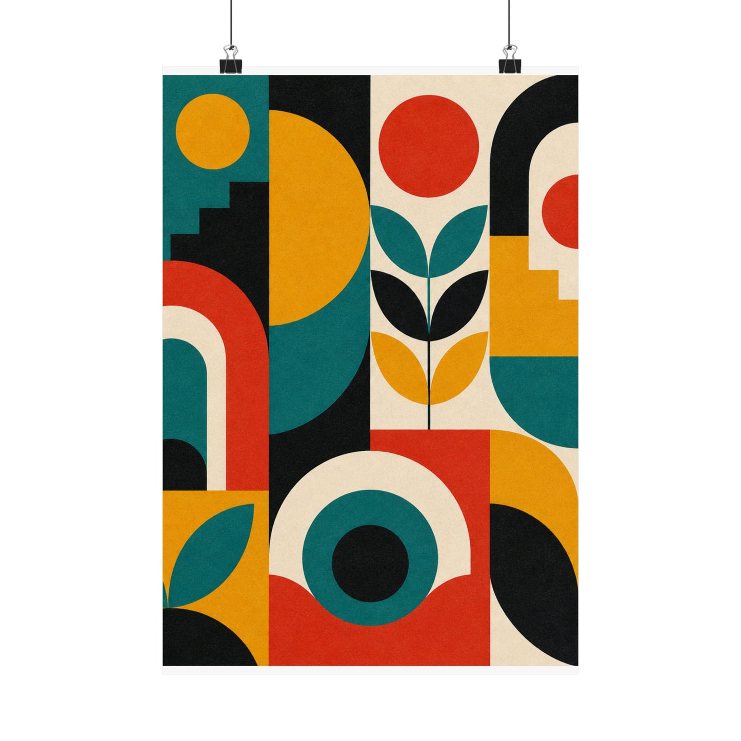 Mid Century Arches Botanical Geometric Abstract Poster
