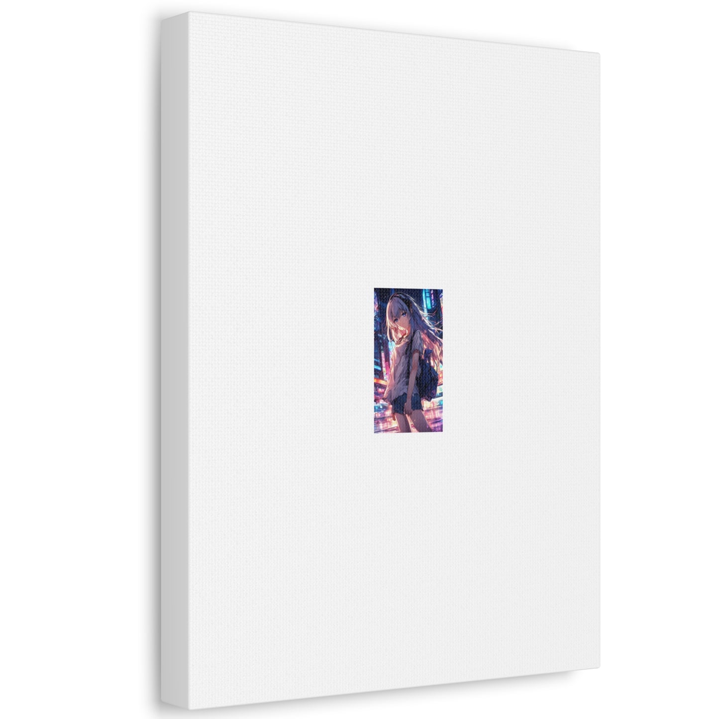 Anime City Night Heroine Portrait Neon Canvas Wall Art