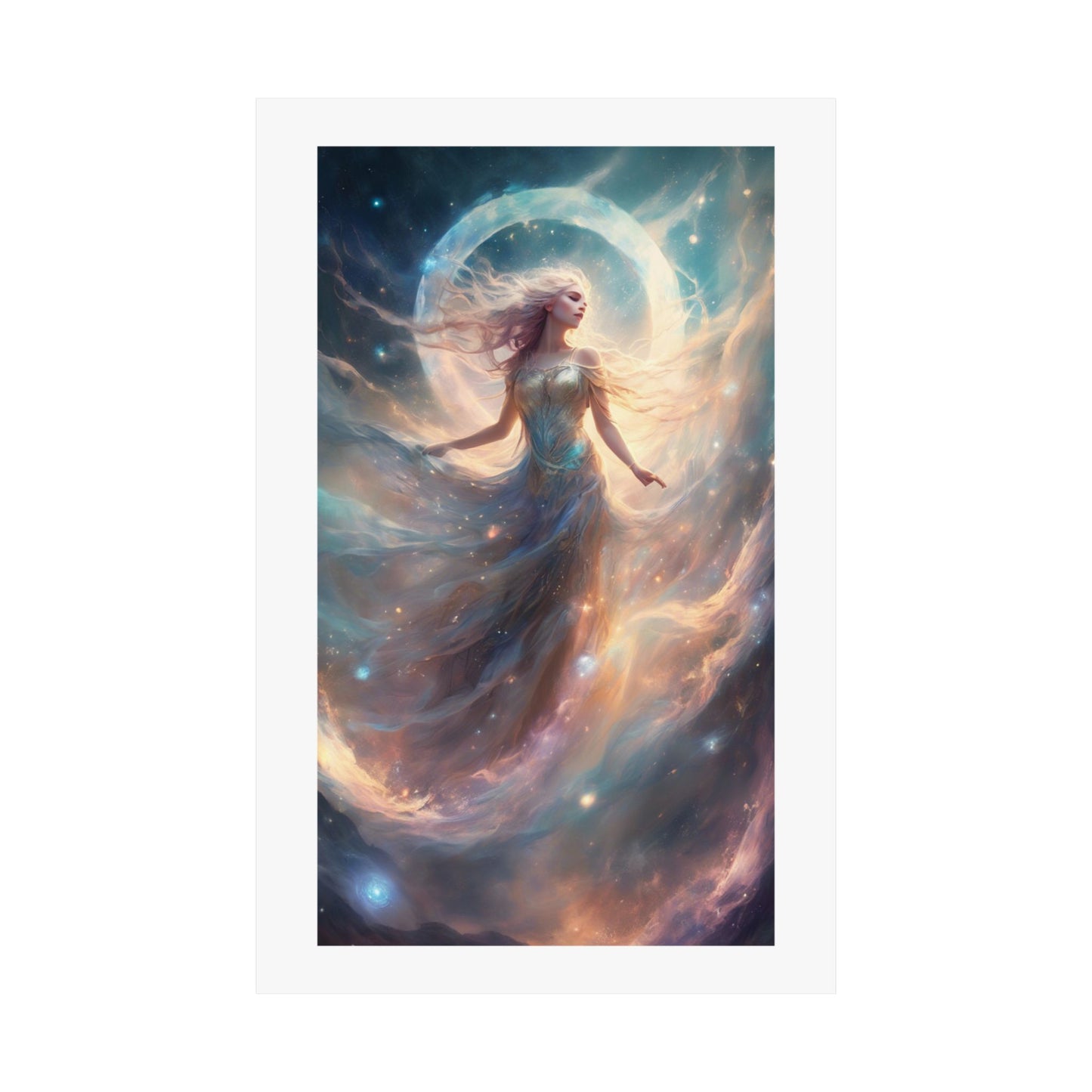 Moonlit Celestial Dancer Fantasy Portrait Poster