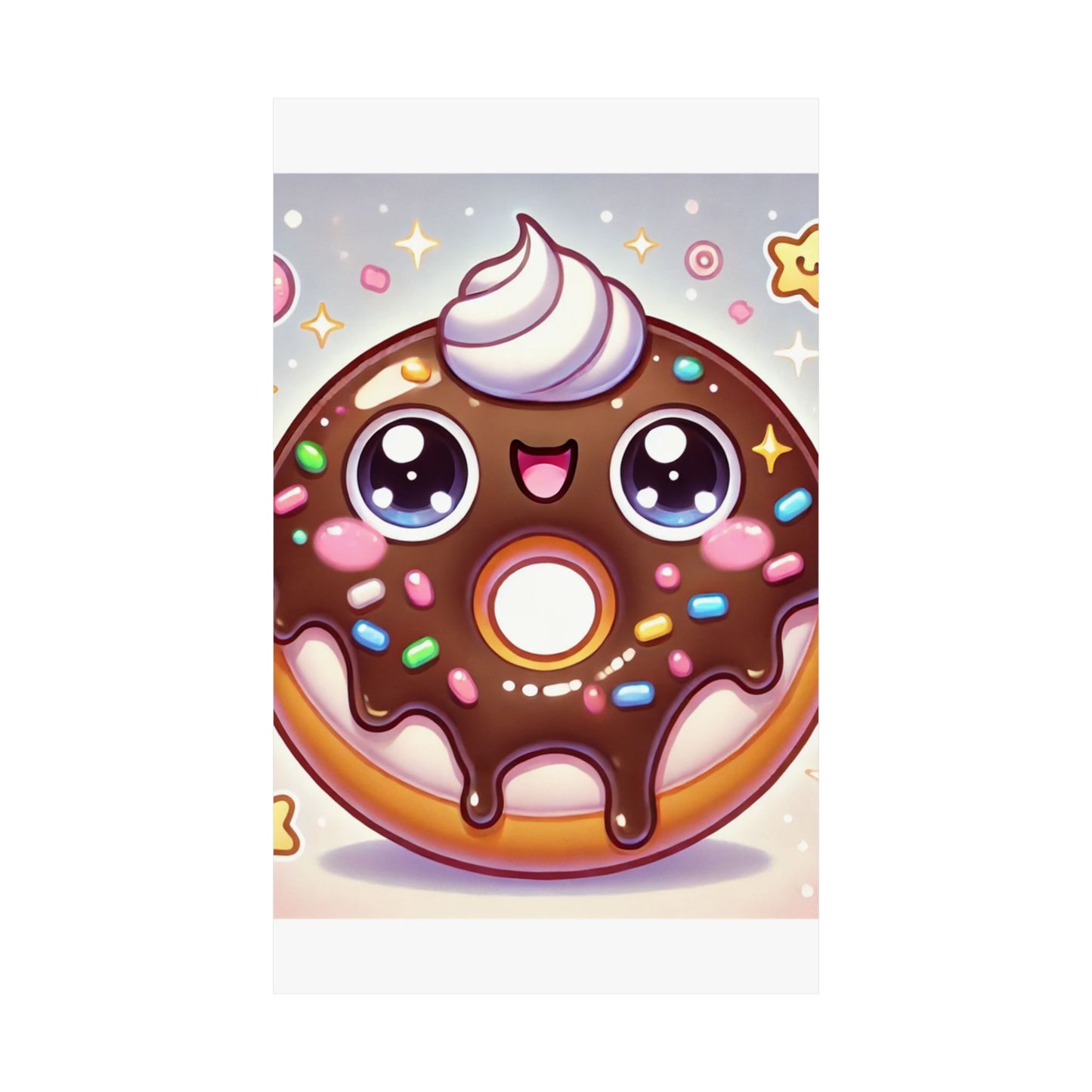 Kawaii Chocolate Donut Cute Dessert Art Poster