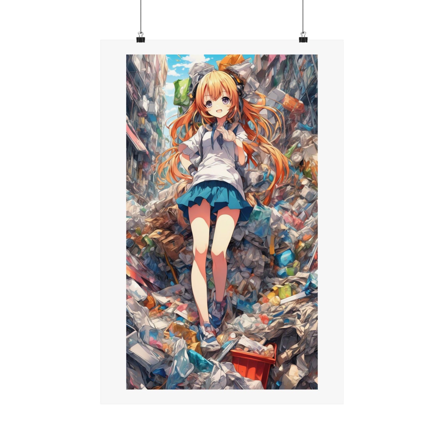 Recycling Rescue Anime Heroine Eco Street Art Poster