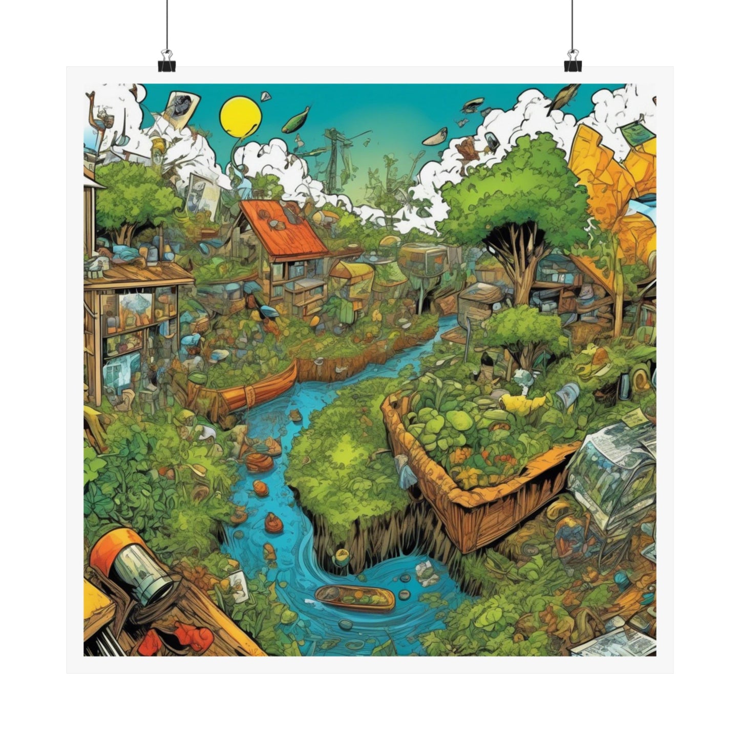 Whimsical Garden Stream Nature Gift Art Poster