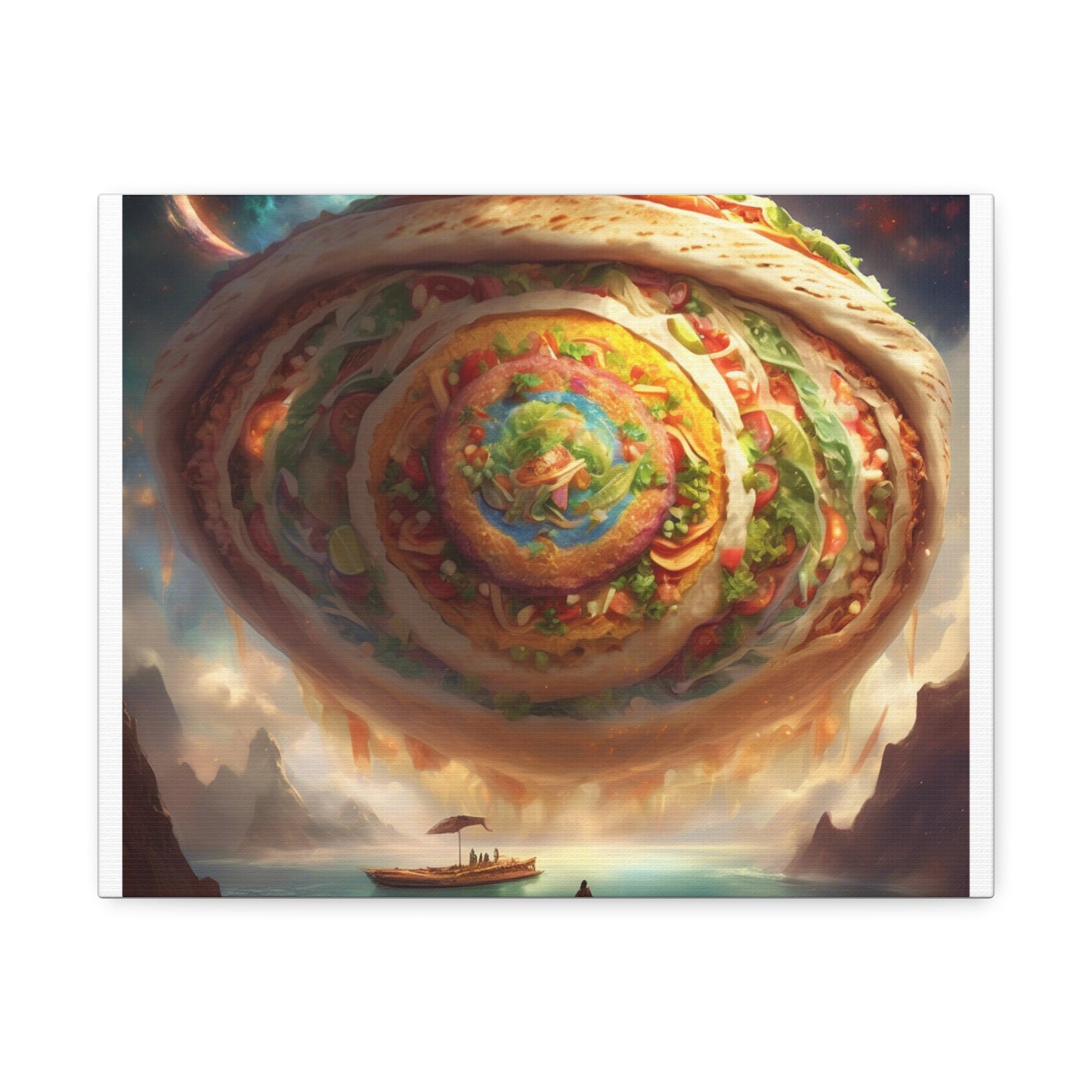 Cosmic Taco Portal Surreal Food Fantasy Art Canvas