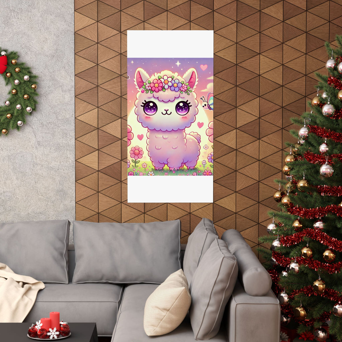 Pastel Floral Alpaca Garden Kawaii Wall Art Poster