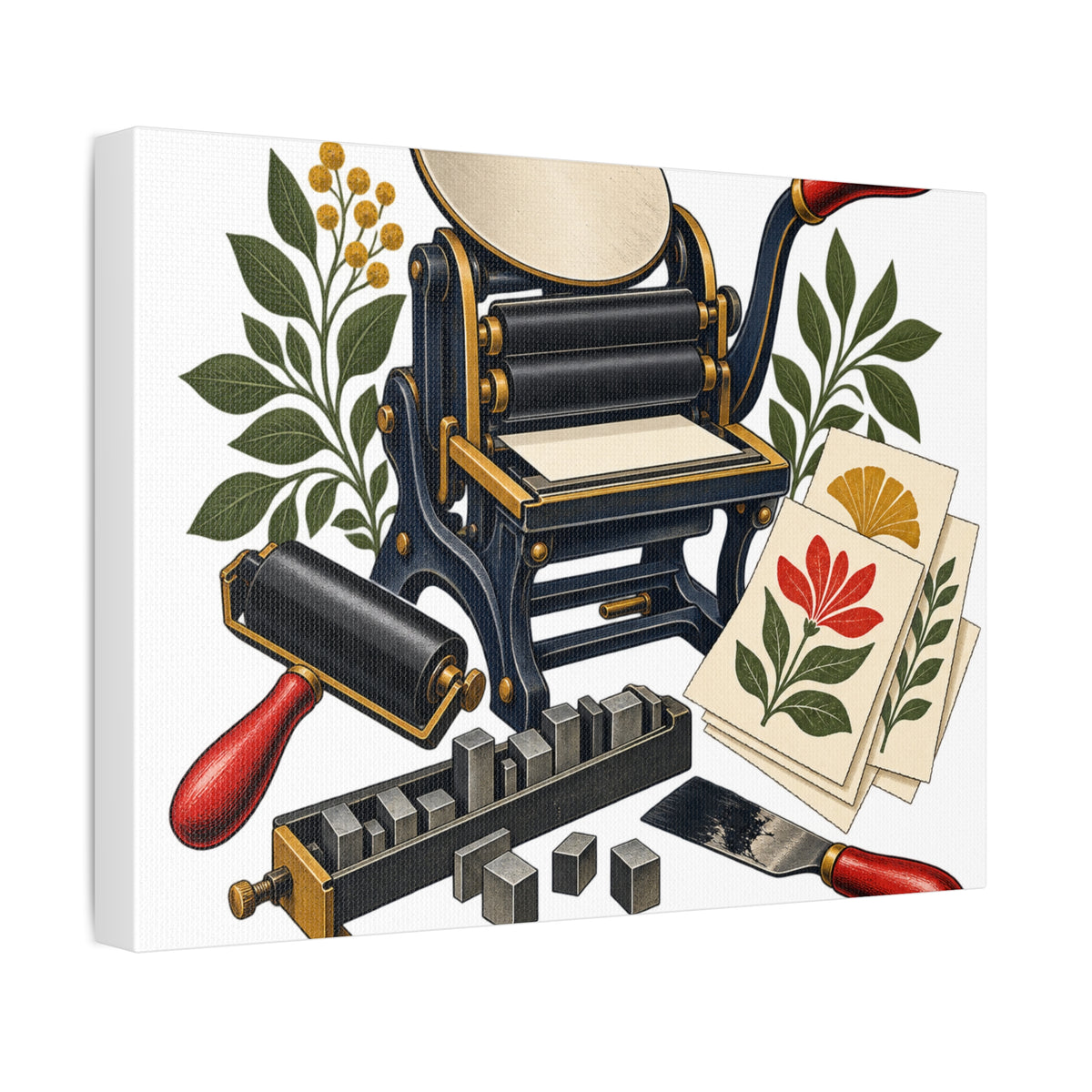 Botanical Letterpress Printshop Canvas