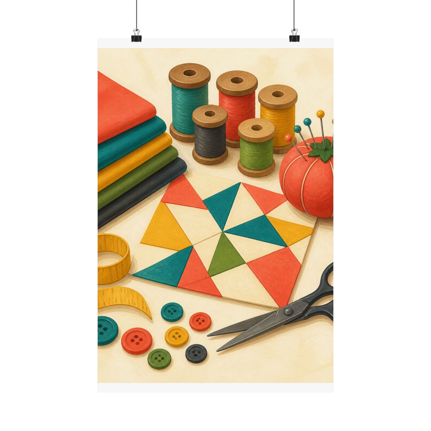 Colorful Sewing and Quilting Hobby Poster