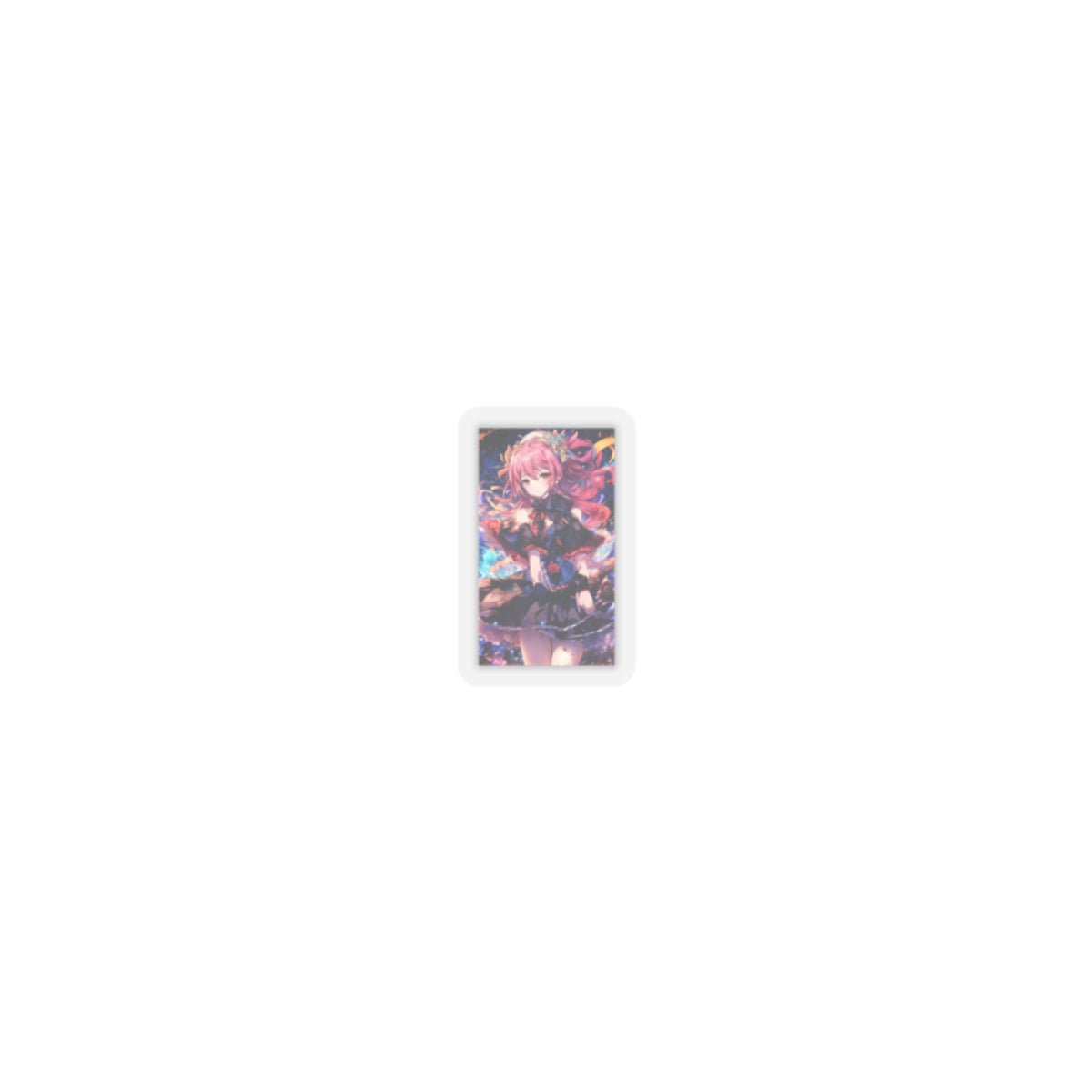 Pink Haired Fantasy Heroine Anime Portrait Sticker