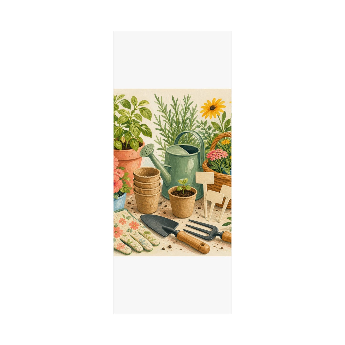 Colorful Gardening Tools and Flowers Hobby Poster