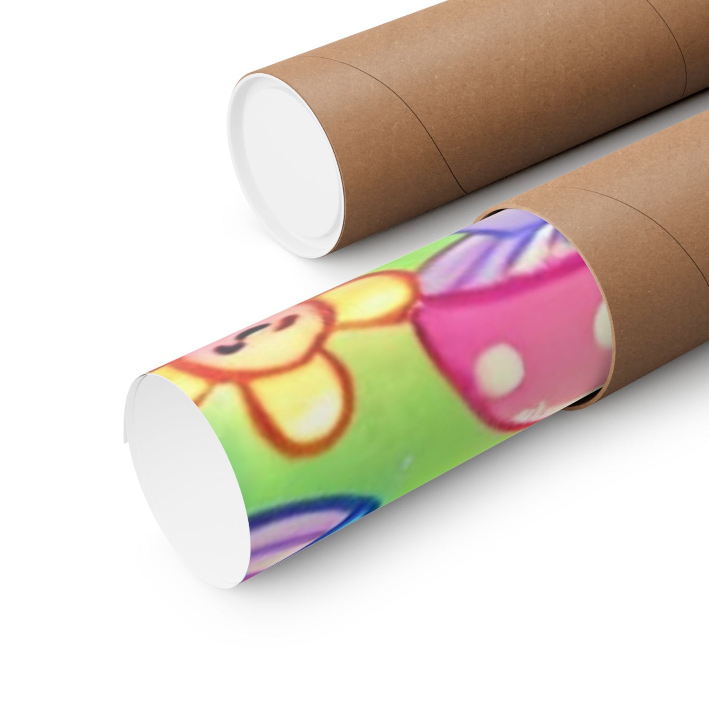 Pastel Panda and Bunny Rainbow Garden Wall Art Poster